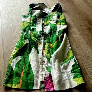 Farm Rio XS Linen Tropical Mini Dress- Summer, Vacation-